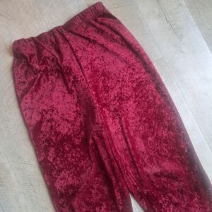 Vintage Teddi XS Women's Crushed Velvet Velour Pants Dark Red Burgundy